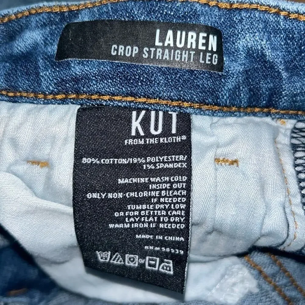 Woman’s KUT FROM THE KLOTH Lauren Eco Crop Straight Leg Jean Size 2